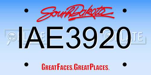 IAE3920 South Dakota License Plate