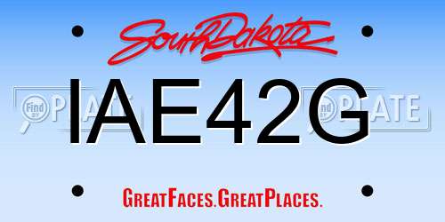 IAE42G South Dakota License Plate
