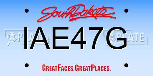 IAE47G South Dakota License Plate