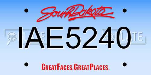 IAE5240 South Dakota License Plate