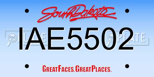 IAE5502 South Dakota License Plate