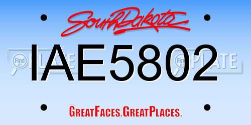 IAE5802 South Dakota License Plate