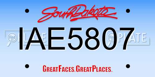 IAE5807 South Dakota License Plate