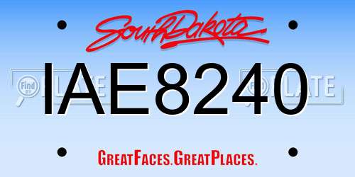 IAE8240 South Dakota License Plate