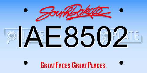 IAE8502 South Dakota License Plate