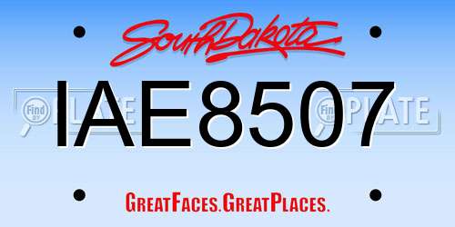 IAE8507 South Dakota License Plate