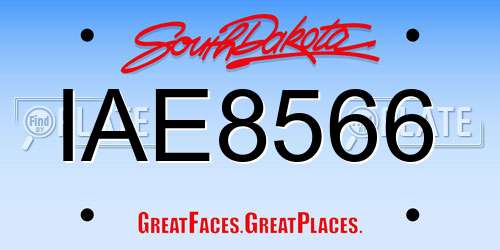 IAE8566 South Dakota License Plate