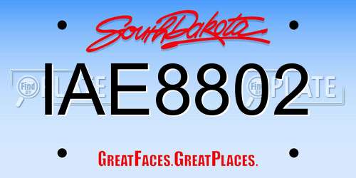 IAE8802 South Dakota License Plate