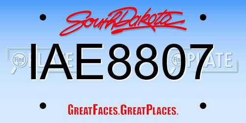 IAE8807 South Dakota License Plate