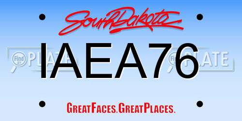 IAEA76 South Dakota License Plate