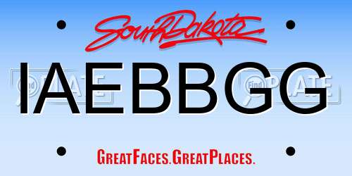 IAEBBGG South Dakota License Plate