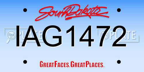 IAG1472 South Dakota License Plate