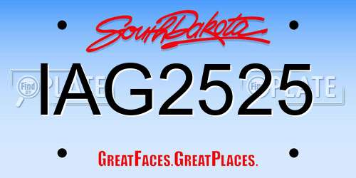 IAG2525 South Dakota License Plate