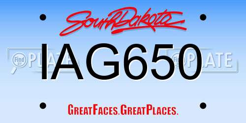 IAG650 South Dakota License Plate