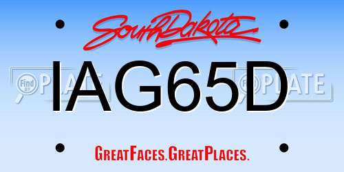 IAG65D South Dakota License Plate