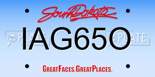 IAG65O South Dakota License Plate