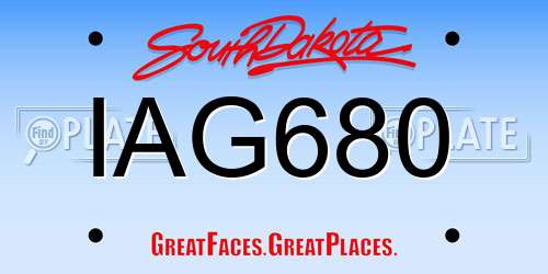 IAG680 South Dakota License Plate