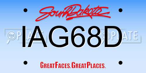 IAG68D South Dakota License Plate