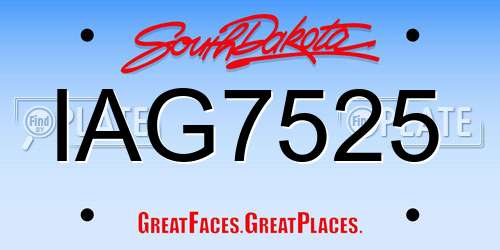 IAG7525 South Dakota License Plate