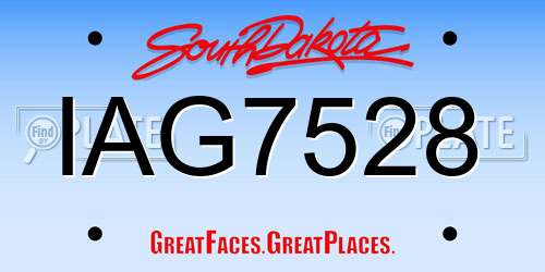 IAG7528 South Dakota License Plate