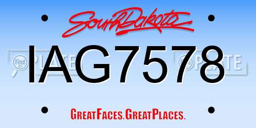 IAG7578 South Dakota License Plate