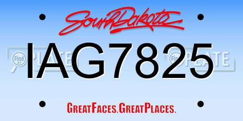 IAG7825 South Dakota License Plate