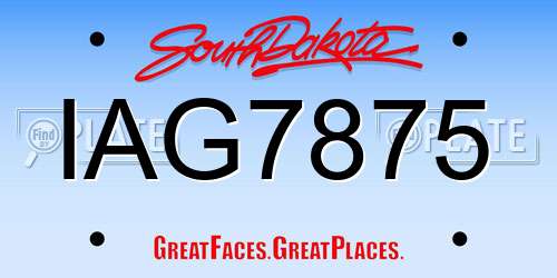 IAG7875 South Dakota License Plate