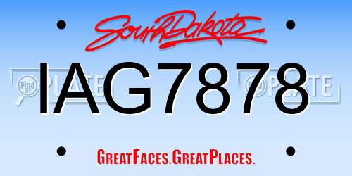 IAG7878 South Dakota License Plate