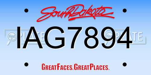 IAG7894 South Dakota License Plate