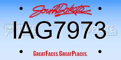 IAG7973 South Dakota License Plate