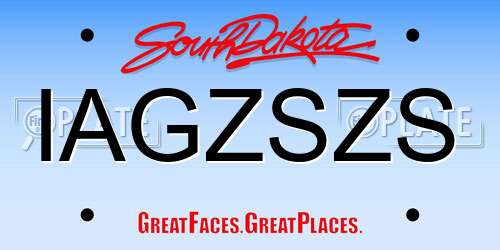 IAGZSZS South Dakota License Plate