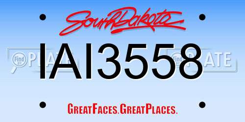 IAI3558 South Dakota License Plate