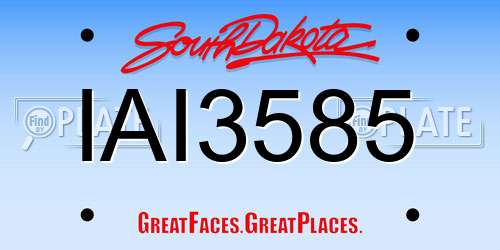 IAI3585 South Dakota License Plate
