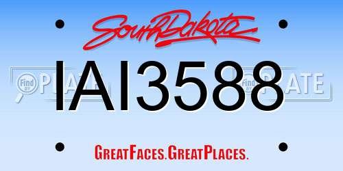IAI3588 South Dakota License Plate