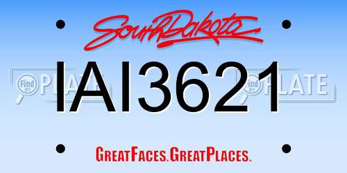 IAI3621 South Dakota License Plate
