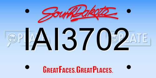 IAI3702 South Dakota License Plate