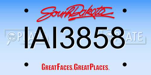 IAI3858 South Dakota License Plate