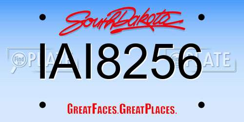 IAI8256 South Dakota License Plate