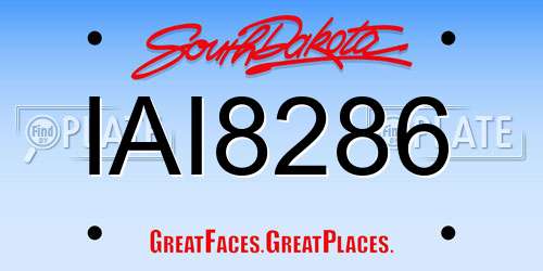 IAI8286 South Dakota License Plate