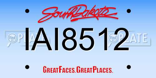 IAI8512 South Dakota License Plate