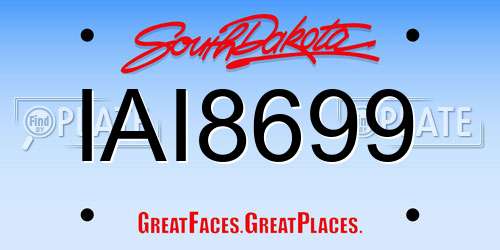 IAI8699 South Dakota License Plate
