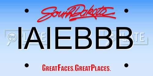 IAIEBBB South Dakota License Plate