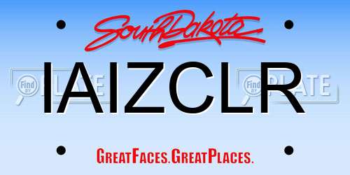 IAIZCLR South Dakota License Plate