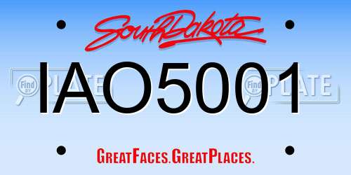IAO5001 South Dakota License Plate