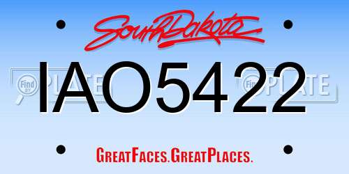 IAO5422 South Dakota License Plate