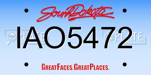 IAO5472 South Dakota License Plate