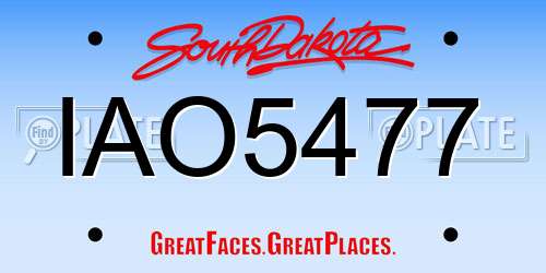 IAO5477 South Dakota License Plate