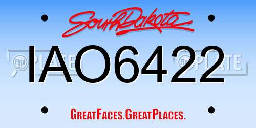 IAO6422 South Dakota License Plate