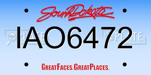 IAO6472 South Dakota License Plate