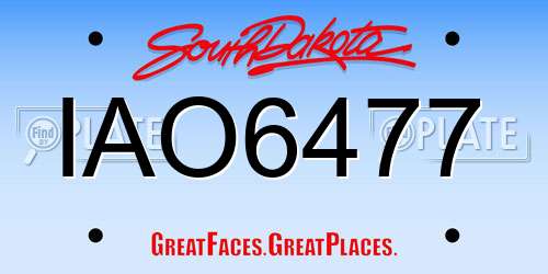 IAO6477 South Dakota License Plate